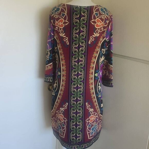 Nicole Miller Woman's Shift Dress, Geometric Art Nouveau, Multicolor Sz 16 NWT - Picture 4 of 6